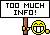 1995 Ford Bronco - A cartoon smiley face holds a sign that reads 'TOO MUCH INFO!' against a green background.