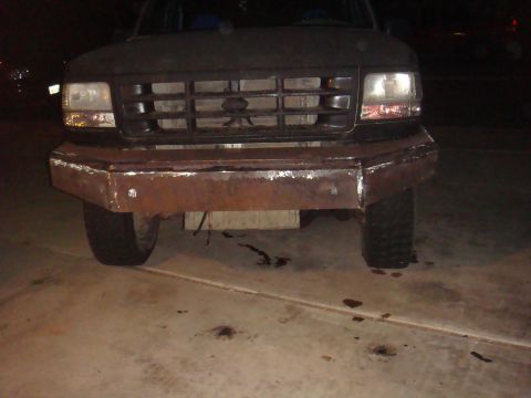 1992 Ford Bronco - Front view of a 1992 Ford Bronco with a custom bumper.