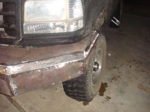 1992 Ford Bronco - Custom welded steel bumper installed on the front corner of a 1992 Ford Bronco.