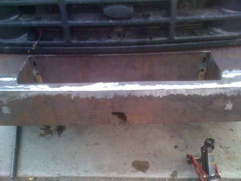 1992 Ford Bronco - Custom bumper fabrication in progress, showing the raw steel and unfinished mounting points.