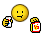 1995 Ford Bronco - A digital smiley face is depicted holding a card in one hand and a jar with a label in the other against a dark background.