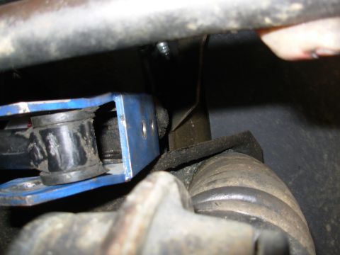 1975 Ford Bronco - Since it doesn't lie flat with the bolt in, I removed it to see how far away it is from the track bar eye when it's flat against the frame…
