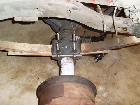 1985 Jeep CJ7 - Close-up view of a vehicle's rear suspension components, including a leaf spring and differential assembly.