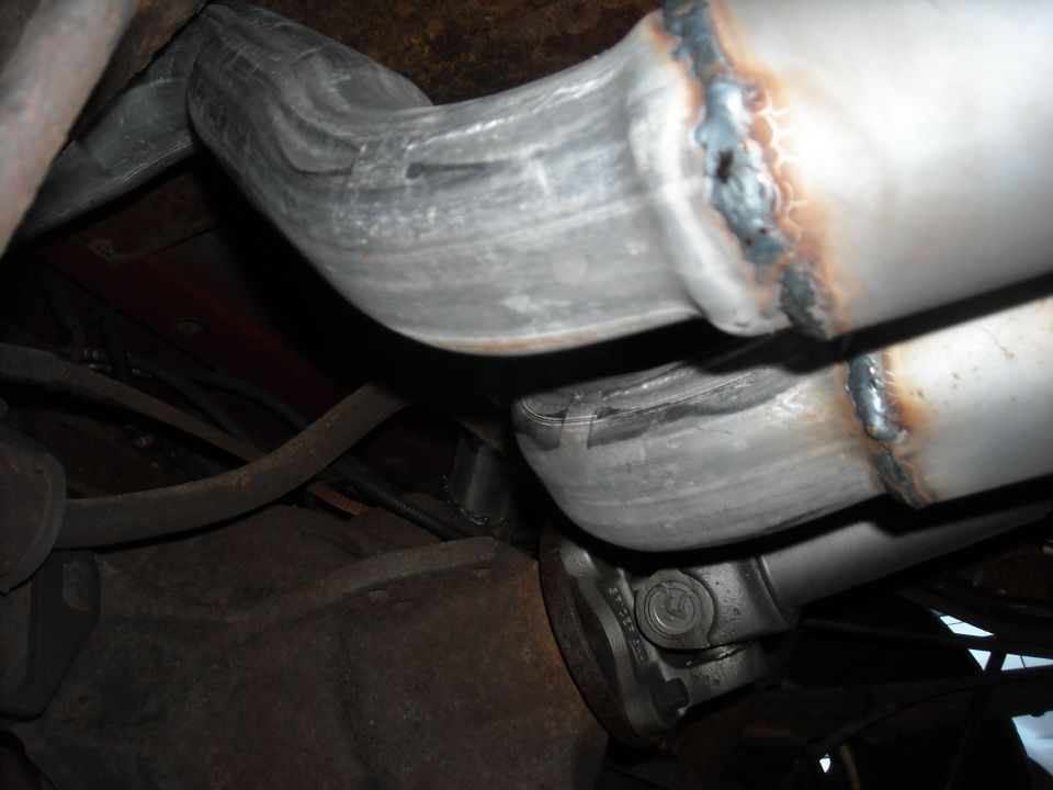 View of the pipes coming up after the mufflers