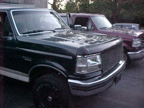 1993 Ford Bronco - Two Ford trucks parked side-by-side, one in the foreground and another behind it.
