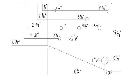 1995 Ford Bronco - Dimensioned drilling template drawing showing hole locations and diameters across a plate.