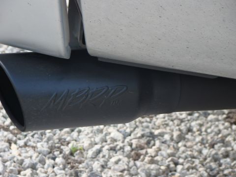 2008 Ford F-250 - MBRP exhaust tip with embossed logo.