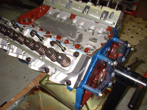 1967 Ford Mustang - Close-up view of an engine block assembly, showing the camshafts and valve springs.