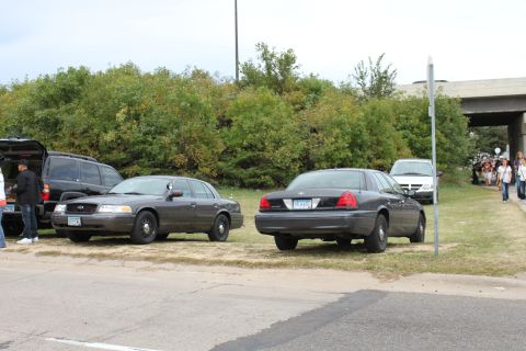 2003 Ford Crown Victoria - St Paul Police Reservist unmarked all gray slick tops (i could be wrong) outside of Minnesota State Fair.