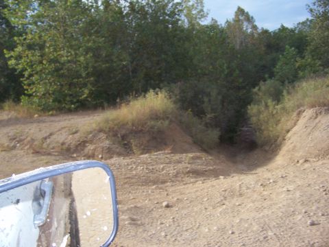 1989 Ford Bronco - A vehicle navigates a rough dirt path through a wooded area.
