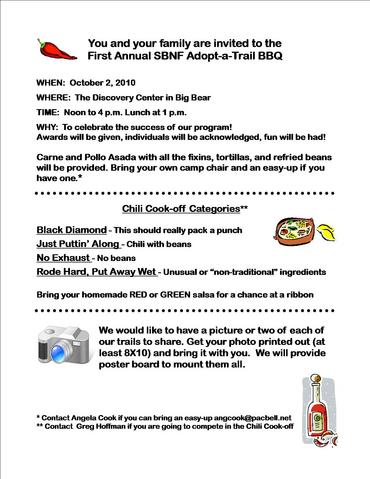 1996 Ford Bronco - Invitation to a BBQ event detailing date, time, location, and chili cook-off categories.