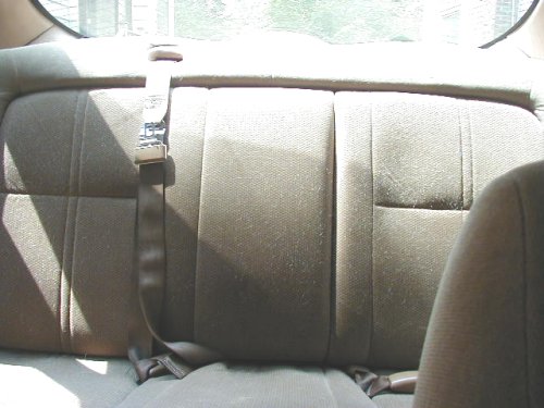 Rear seat interior with seatbelt in a car