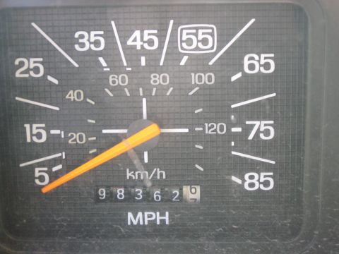 1981 Ford Bronco - The speedometer gauge shows a mileage of 98,362 miles.