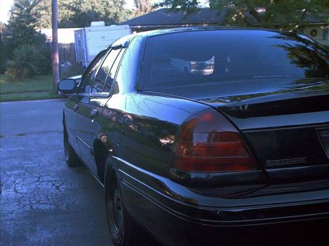 2000 Ford Crown Victoria - Blacked out rear lights, Marauder rear decklid spoiler.