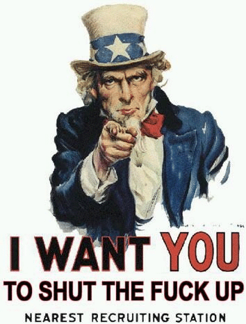 1995 Ford Bronco - Poster of Uncle Sam pointing with text 'I Want You to Shut the Fuck Up'.