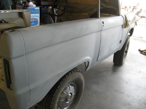 1966 Ford Bronco - This 1966 Ford Bronco is undergoing bodywork, shown here in primer.