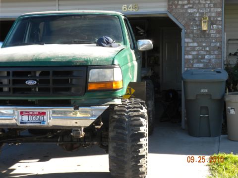 1989 Ford Bronco - 1989 Ford Bronco with lifted suspension and large off-road tires.