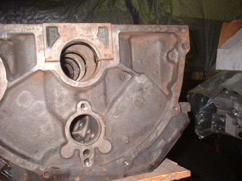 1964 Ford Galaxie - Close-up view of an engine block, focusing on the main bearing bores.