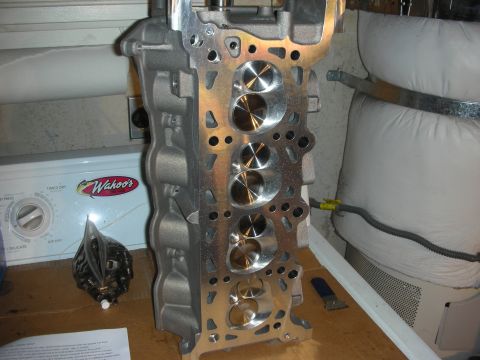 1992 Ford Crown Victoria - Engine cylinder head with polished valves, part of a Trick Flow heads/cam rebuild project.