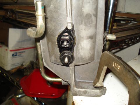 1994 Ford F-350 - This photo shows a close-up of a transmission housing, likely for repair or maintenance.