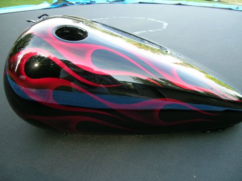 2010 Harley-Davidson Electra Glide - Motorcycle gas tank with custom flame paint job.