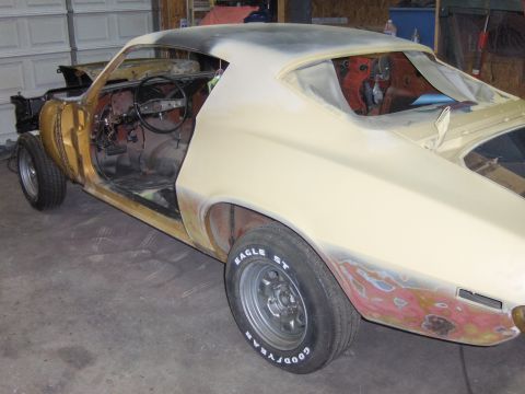 1970 Chevrolet Camaro - This 1970 Chevrolet Camaro is in the process of restoration, with its bodywork and interior visible.