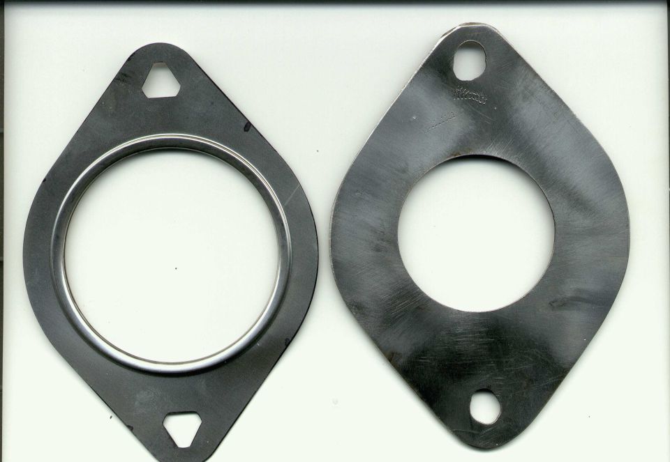 Two exhaust gaskets, one with a raised inner lip