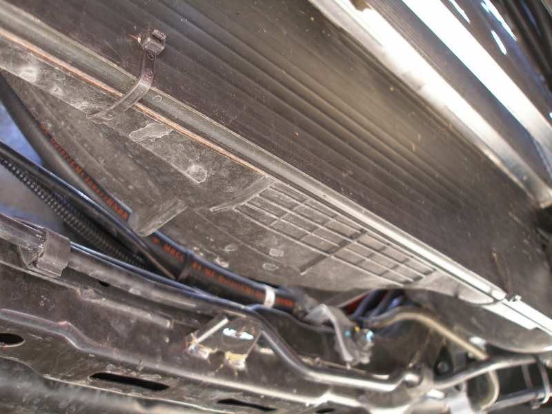 Radiator and hoses with visible text on hose