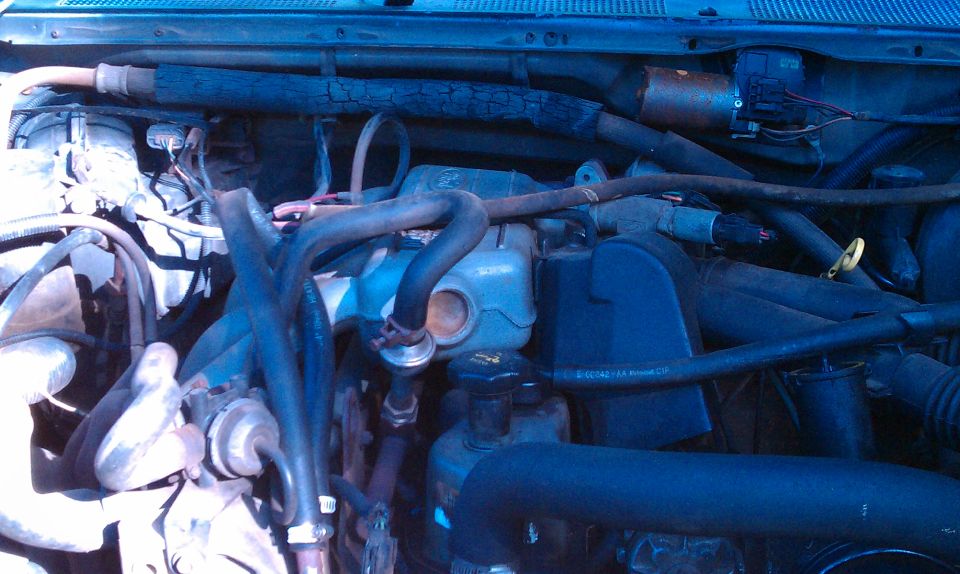 Engine bay of a 1987 Ford Bronco