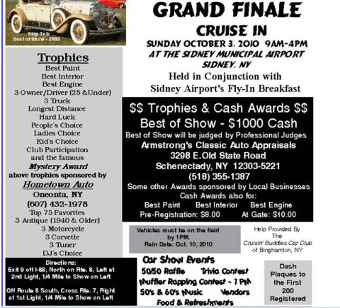 1978 Ford Mustang II - Advertisement details a car show event with trophy categories, cash awards, and car show activities.