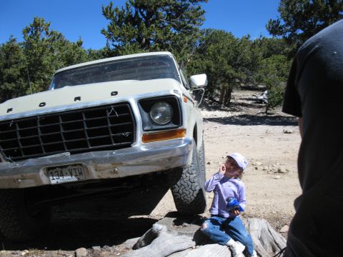 1978 Ford Bronco - A white pickup truck is seen from a 3/4 front angle.