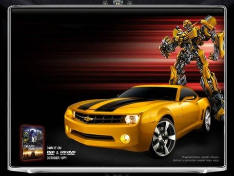 1978 Ford Mustang II - A promotional image a yellow Chevrolet Camaro and a robot, likely from the Transformers franchise.