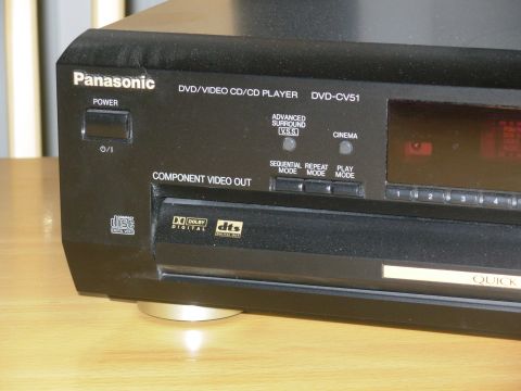 2004 Land Rover Land Rover - Front view of a Panasonic DVD/Video CD/CD Player, model DVD-CV51, showing controls and logos.