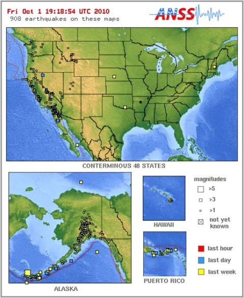 1972 Ford Ranchero - This map displays earthquake activity across the United States, including Alaska, Hawaii, and Puerto Rico, with data from October 1, 2010.