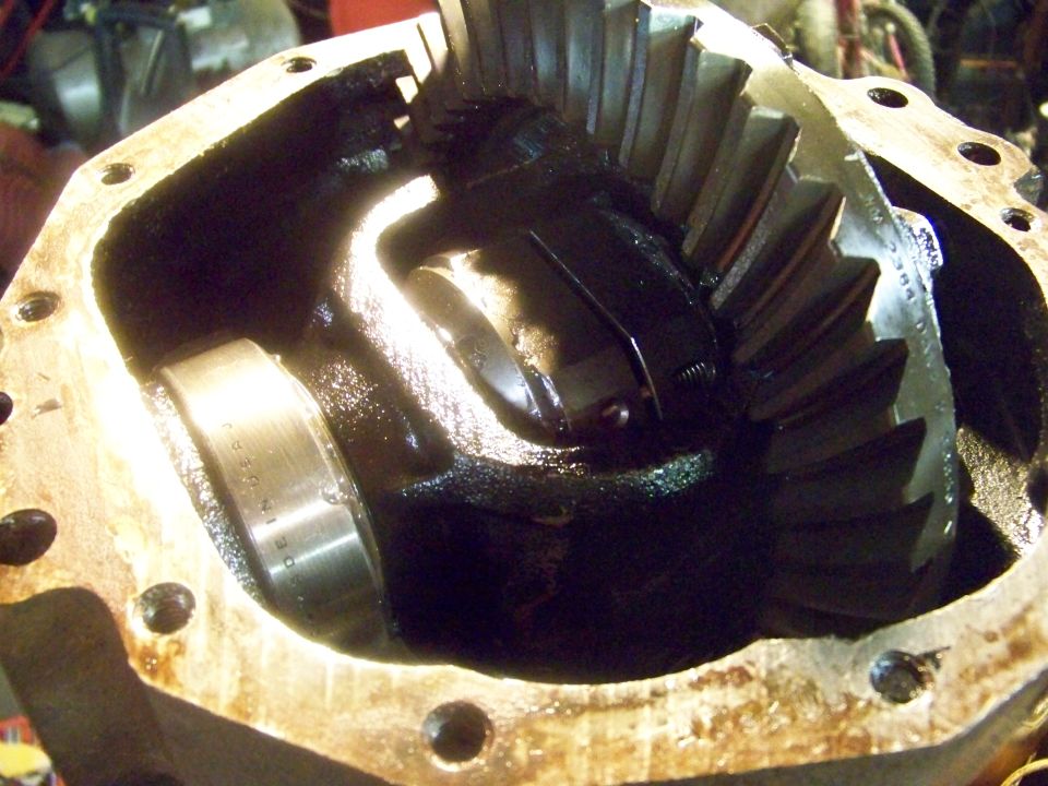 close-up of differential gears and housing