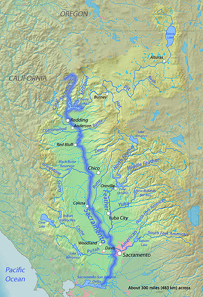 1991 Ford Bronco - Geographic map of the Sacramento River drainage basin in California, not a vehicle document.