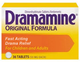1995 Ford Bronco - Box of Dramamine Original Formula, a medication for motion sickness.