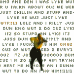 1995 Ford Bronco - A person poses in front of a background filled with text.