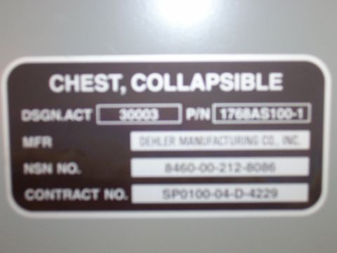 1994 Ford Bronco - Label details for a collapsible chest, including part number and manufacturer information.