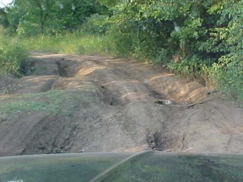 1989 Ford Bronco - An off-road dirt track with challenging terrain and vegetation.