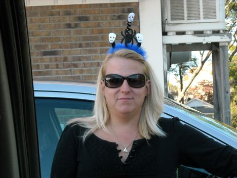 1979 Ford F-150 - Woman poses for a photo while wearing a Halloween-themed headband.