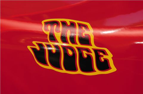 2006 Cadillac STS - Decal reading 'THE JUDGE' on a red background with a Supermotors logo.