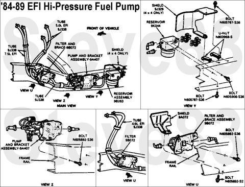 1983 Ford Bronco - Hi-Pressure Fuel Pump, Filter, & Dual-Function Reservoir F1UZ-9B263-B for '84-89 EFI IF THE IMAGE IS TOO SMALL, click it. [url=http://www.s…