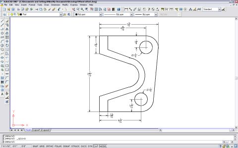 1995 Ford Bronco - Dimensioned AutoCAD blueprint of a bracket profile showing hole diameters and overall measurements.