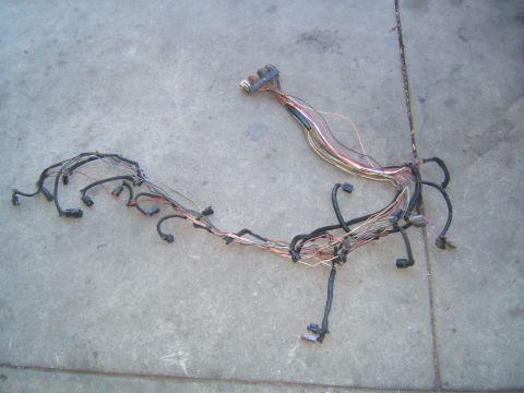 1988 Ford Bronco - A complex network of wires and connectors from a vehicle's electrical system is spread across a concrete surface.