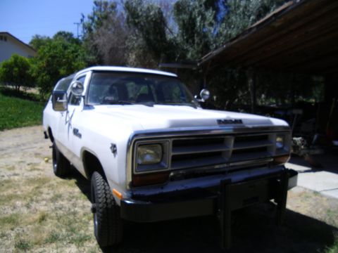 1987 Dodge 1500 - This 1987 Dodge Ram pickup truck is seen from the front in a yard setting.