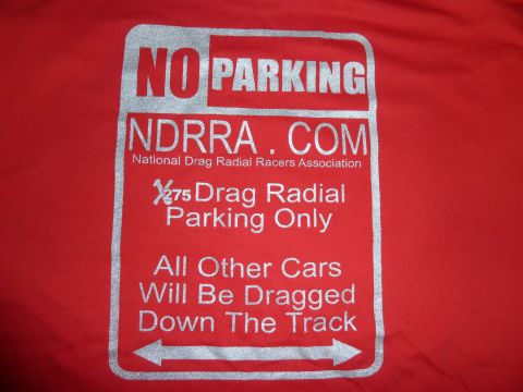 1992 Ford Mustang - This sign indicates specific parking for 1/275 Drag Radial vehicles and warns others.