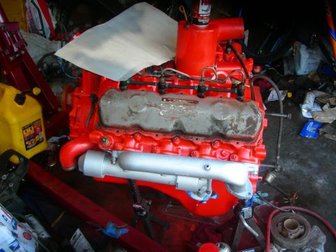 1984 Ford Bronco - Engine block undergoing a diesel rebuild, possibly for a Ford Bronco.