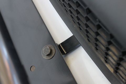 2003 Ford Crown Victoria - LH view of the top bracket, the bracket slides under the top of the bumper and bottom of the header panel, right now there is a lot of extr…