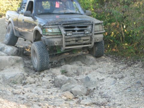 1995 Ford Ranger - This 1995 Ford Ranger is shown navigating a challenging rocky off-road course.